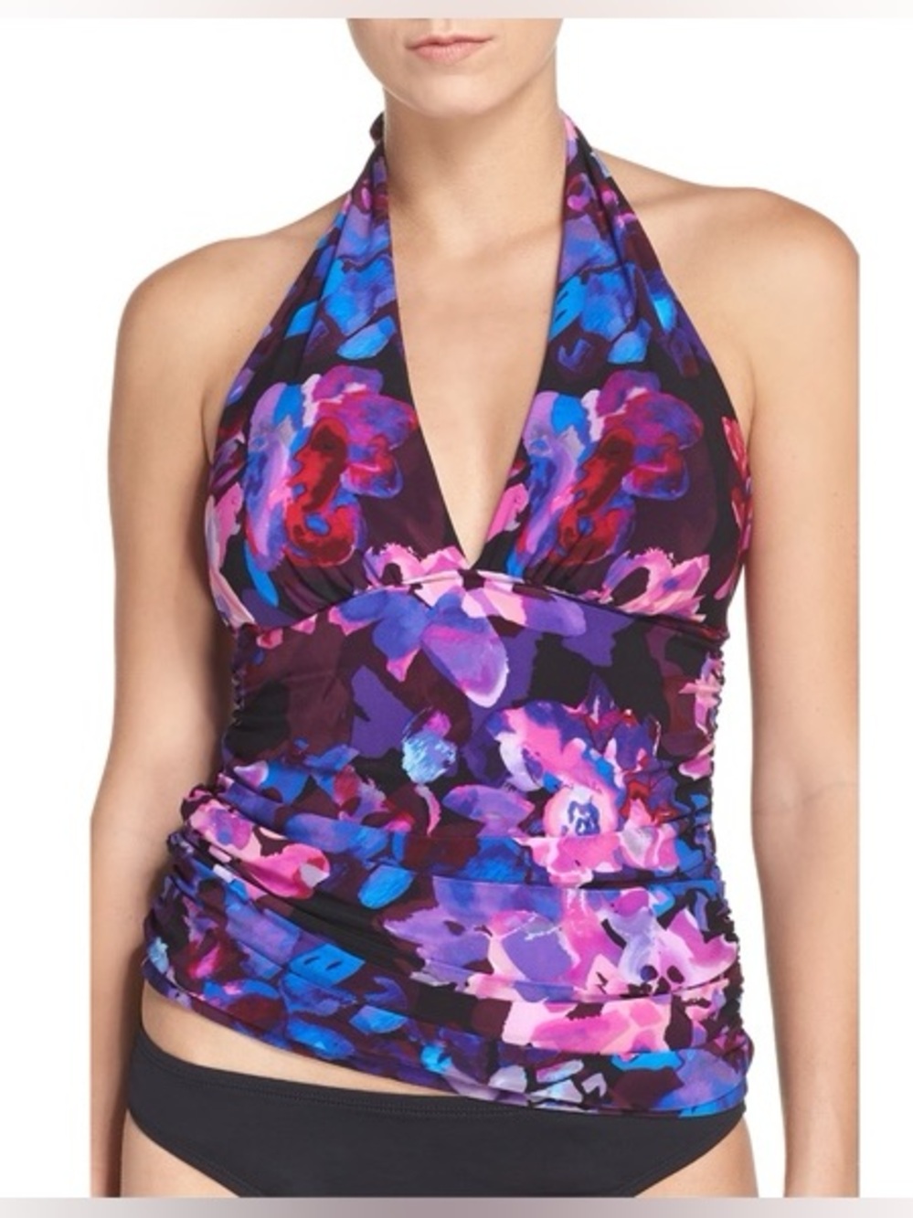 NWT Magicsuit Floral Divine April Tankini Swim Top Miraclesuit Purple Pink sz 16